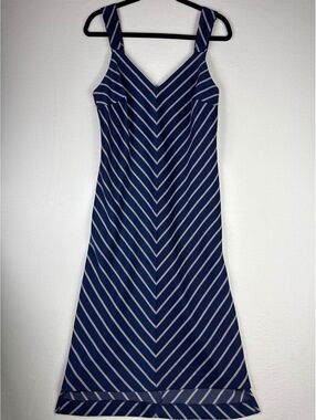 Banana Republic Navy Blue Striped V-Neck Midi Dress Size 8